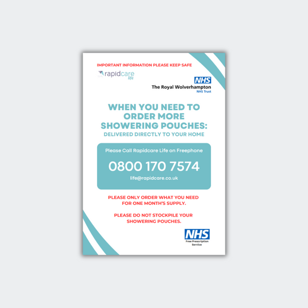 Newcross Hospital How to Order Your Showering Pouches Leaflet